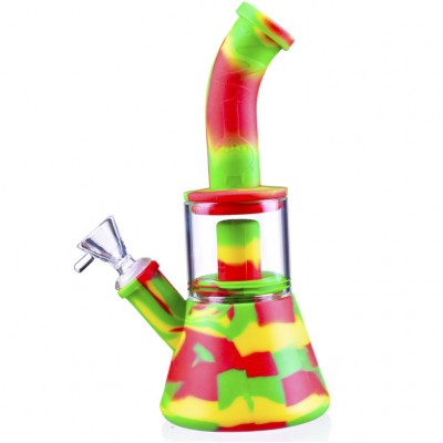 SILICON WATER PIPE WITH GLASS PERCULATOR WPS233 1CT